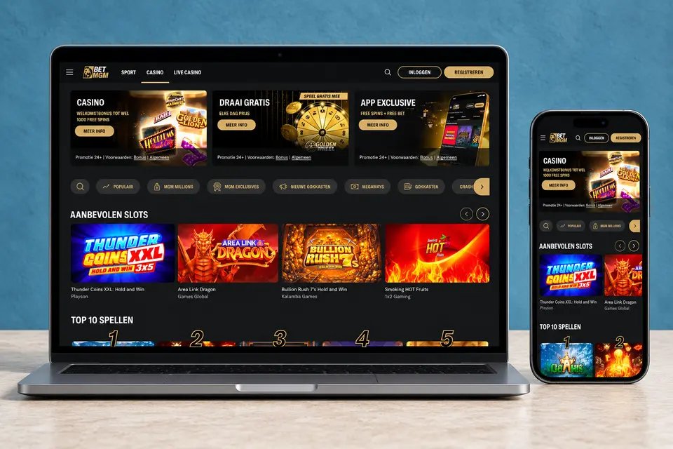Screenshot van de website van BetMGM
