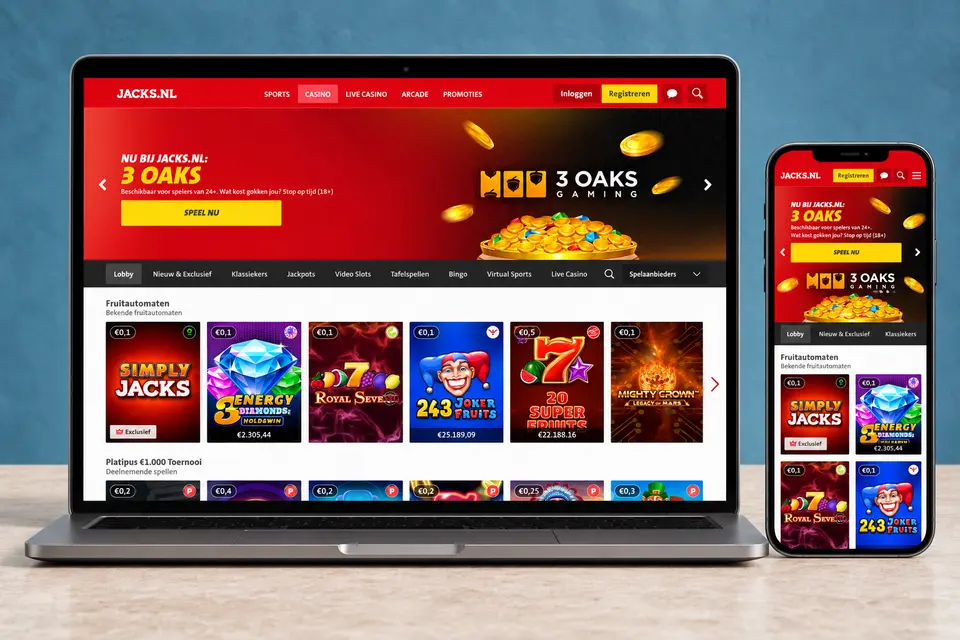 Screenshot van de website van JACKS.NL